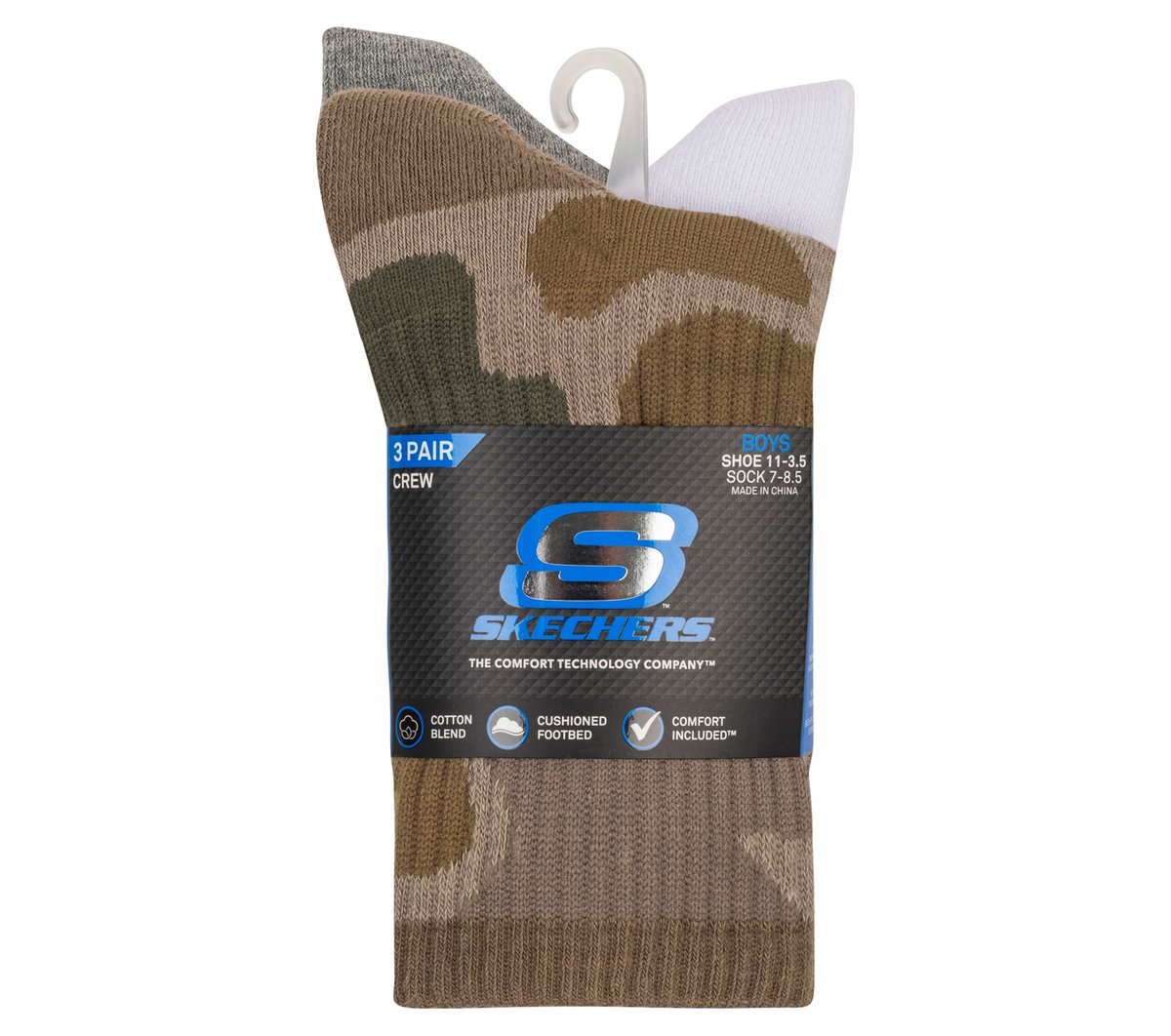 3 Pack Boys' Crew Camo Socks